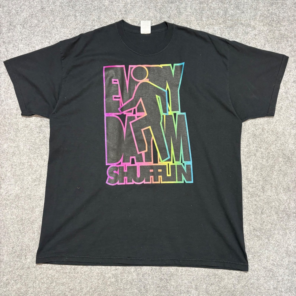 Jerzees Mens Every Day Im Shufflin Rainbow Graphic T-Shirt Black 2XL Heavyweight